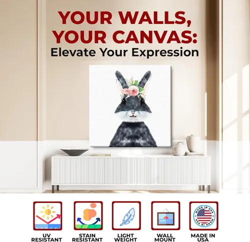 Miniatura 2 de Mavis Print - Lienzo decorativo para pared con diseño de conejo/conejo, 36 x 36 pulgadas, decoración de pared de animales impresos en HD y marco