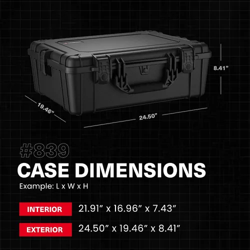 Miniatura 2 de Condition 1 Funda rígida impermeable grande de 25" Modelo 839 con espuma, caja de almacenamiento portátil y protectora para viajes, caza, uso
