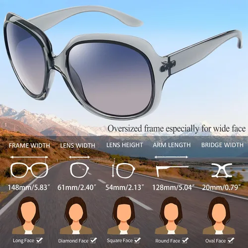 Miniatura 134 de Joopin Lentes de sol de gran tamaño para mujer, polarizados, grandes, para conducción, protección UV, grandes sombras