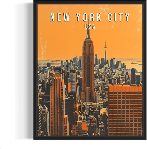 Póster artístico para pared de la ciudad de Nueva York, pintura de paisajes retro vintage, obras de arte, impresiones de viaje, decoración de