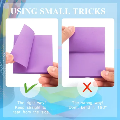 Miniatura 3 de Early Buy Notas adhesivas 6 colores brillantes, 12 blocs de notas autoadhesivas de 3 x 3 pulgadas, 100 hojas/bloc