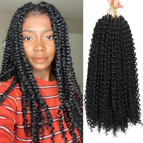 Miniatura 10 de Dorsanee Cabello Passion Twist Ombré de 18 pulgadas, 6 paquetes, Cabello de Ganchillo Water Wave, Cabello Largo Bohemio Rizado para Trenzar