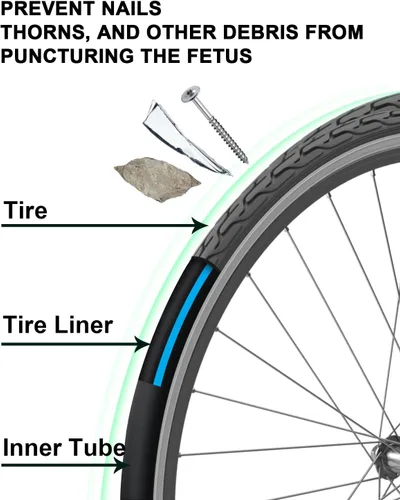 Miniatura 4 de Julai Revestimiento de neumáticos para bicicleta de carretera, protector plano de tubo de bicicleta compatible con 700C 27" Azul+Negro (2 piezas)