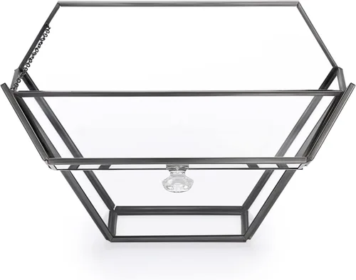 Miniatura 9 de ELLDOO Soporte de filtro de café de vidrio negro Contenedor de almacenamiento de papel de café Dispensador de papel de filtro Estante con cubierta a