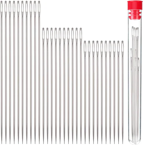 Miniatura 15 de Mr. Pen - Agujas de ojo grande para coser a mano, 50 piezas, tamaños variados con tubo de almacenamiento de madera, agujas de coser, agujas grandes
