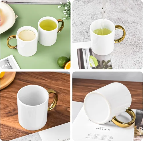 Miniatura 4 de BYCNZB Juego de 6 tazas blancas de 12 onzas, tazas blancas de sublimación, tazas de cerámica revestidas para bricolaje, para café, té, café