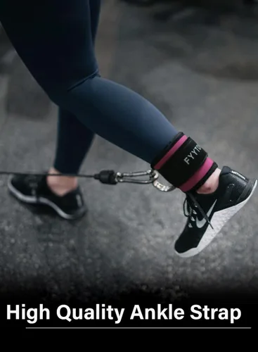 Miniatura 6 de Correa de tobillo (par) para máquina de cable, brazalete de tobillo para patadas hacia atrás, extensiones de piernas, ejercicios de la parte Rosa