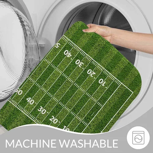 Miniatura 7 de Tapete de baño de campo de fútbol americano para baño, césped verde, tapete deportivo popular, tapete de baño antideslizante con parte trasera