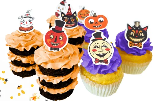 Miniatura 16 de Sugar Robot Inc. Sugar Skulls - Juego de 24 adornos comestibles para pasteles de Halloween Calaveras pequeñas