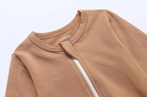 Miniatura 3 de Owlivia Pijama de bambú para bebé y niña, con cremallera frontal antideslizante