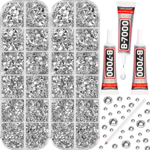 Miniatura 11 de 11000 piezas de diamantes de imitación con parte trasera plana de 2/3/4/5 mm en negro con pegamento para bordado, ropa, manualidades, zapatos, arte