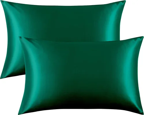Miniatura 16 de FLXXIE Paquete de 2 fundas de almohada de satén para piel y cabello, 14 x 20 pulgadas, fundas de almohada de viaje suaves y sedosas para niños