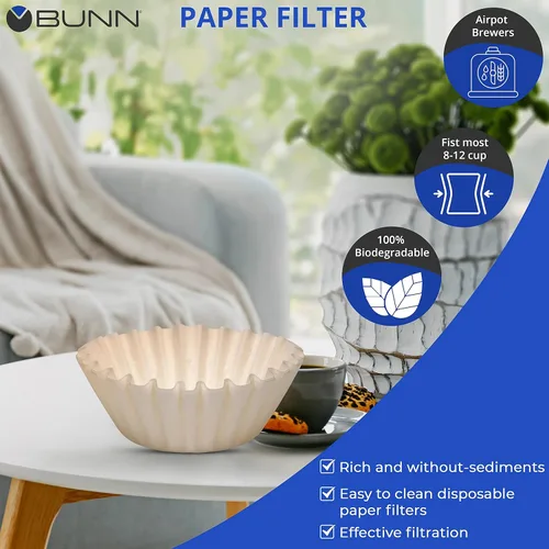 Miniatura 3 de BUNN Filtro de café – Paquete de 4 – 100 piezas por paquete – Más alto – Forro inferior plano – Papel de calidad para la mayoría de cafeteras