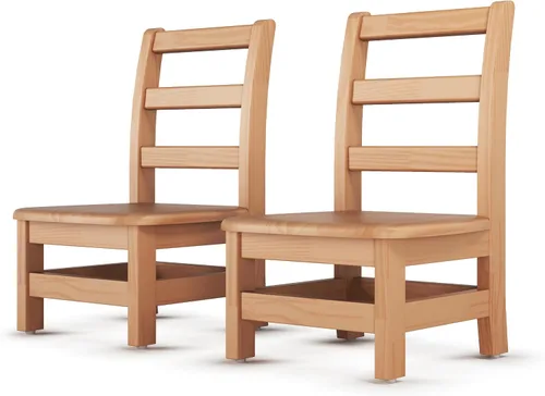Foundations Little Scholars - Juego de 2 sillas escolares de madera para niños de 10 pulgadas, roble rojo duradero, totalmente montadas, sillas para