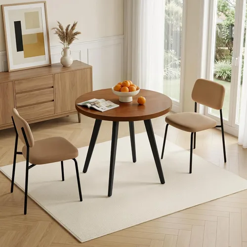 Miniatura 8 de Comfy to go Mesa redonda de comedor, mesa de comedor pequeña para 2, mesa redonda de 31.5", mesa de cocina moderna de mediados de siglo con tablero