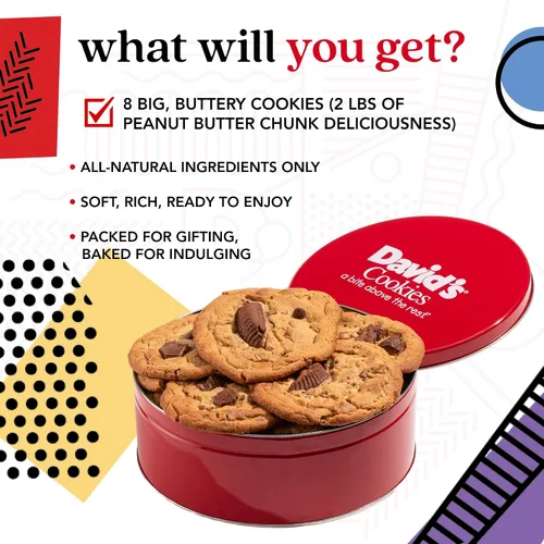 Miniatura 2 de Galletas decadentes y crocantes de mantequilla de cacahuate, 2 libras. Lata.