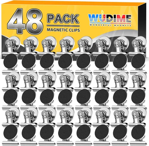 Miniatura 9 de 20 unidades de clips magnéticos, imanes para nevera, imanes para refrigerador, clips magnéticos negros para pizarra, imanes de clip