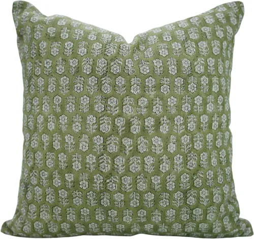 Miniatura 11 de Fundas de almohada de lino grueso con estampado de bloques, 14x14 pulgadas, fundas de almohada vintage hechas a mano para sofá y sofá, funda