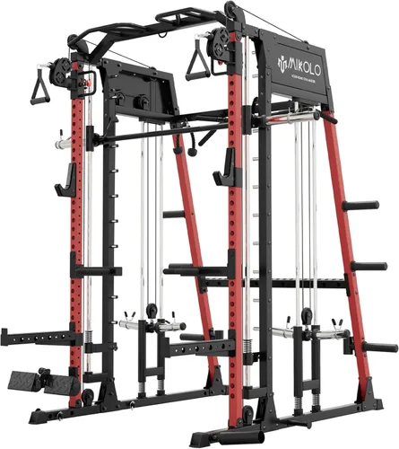 Miniatura 15 de Mikolo M4 2.0 Standard/Ultra/Elite Smith Machine, estante para sentadillas de 2200 libras con sistema LAT-Pull Down y máquina cruzada de cables