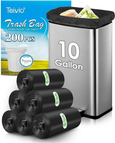 Miniatura 24 de Teivio - Bolsas de basura medianas sin perfume de 8 galones, 220 unidades, para bolsas de basura de 7, 8, 9 y 10 galones de grosor, bolsas