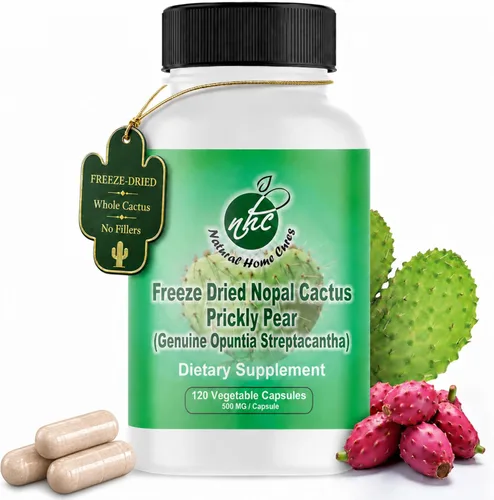 Cápsulas de cactus nopal liofilizado premium, cultivadas en montaña en México, suplemento en polvo de cactus entero, sin rellenos, 500 mg, 120