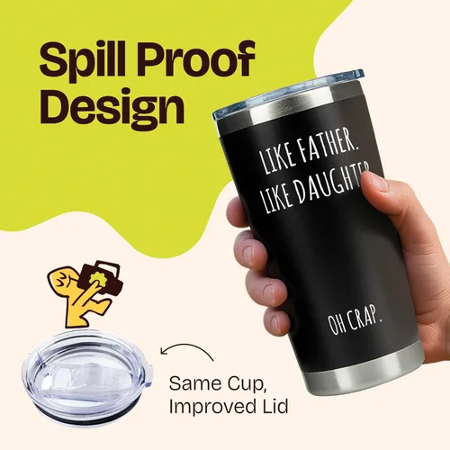 Miniatura 6 de KLUBI Regalos de cumpleaños para papá de parte de la hija, taza divertida con texto en inglés "Like Father Like Daughter Oh Crap", regalos