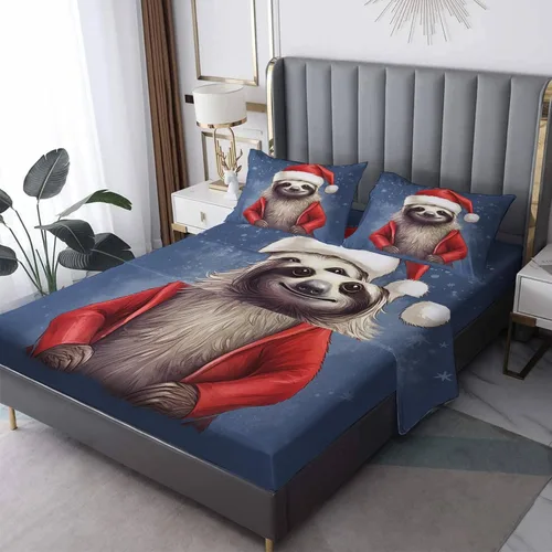 Miniatura 10 de Sábanas de gato tamaño individual – Sábanas y fundas de almohada de Navidad – 100% microfibra, estampado de alta cantidad de hilos, sábana encimera