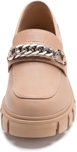 Miniatura 3 de Athlefit Mocasines de plataforma para mujer, sin cordones, suela gruesa, con cadena y punta redonda, zapatos de trabajo de negocios