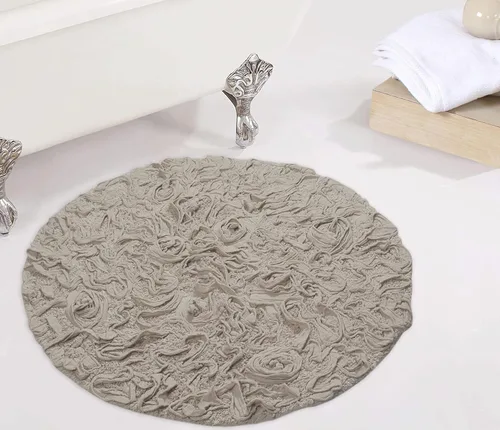 Home Weavers Bell Flower Collection - Tapetes de baño copetudos 100 % algodón, extrasuaves y absorbentes, antideslizantes, lavables a máquina, lino