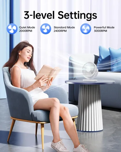 Miniatura 2 de SWEETFULL Ventilador de escritorio con USB pequeño silencioso - Ventilador personal portátil de 3 velocidades Mini 360° de rotación ajustable