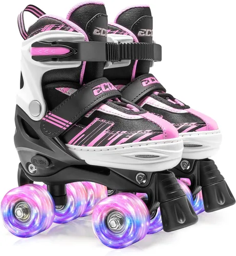 Miniatura 8 de Patines de ruedas para niñas y niños de 4 a 12 años, patines ajustables para niños pequeños de 4 tamaños, ruedas iluminadas para principiantes