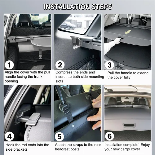 Miniatura 9 de Cubierta de carga para VW Tiguan 2018-2024 – Protector retráctil para maletero sin huecos (no para 2025), pantalla de seguridad Tonneau cubierta