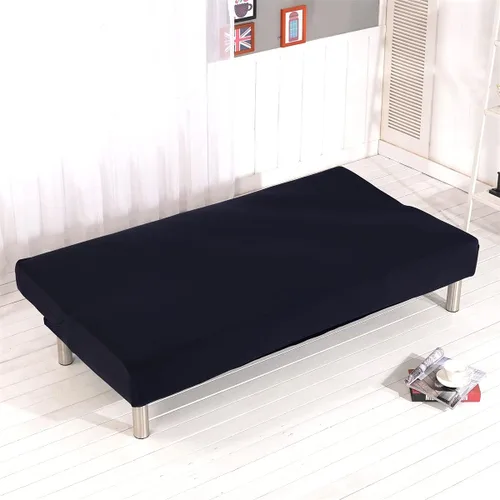 Miniatura 3 de Funda elástica para futón sin brazos, funda plegable para sofá cama con parte inferior elástica, lavable a máquina (negro)