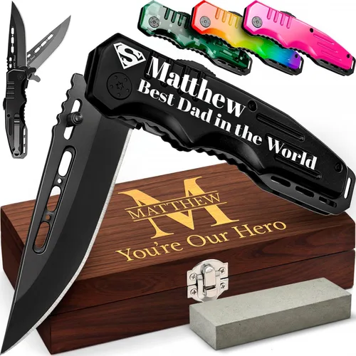 Miniatura 12 de Navaja de bolsillo asistida por resorte, plegable, estilo militar, para niños exploradores, cuchillo táctico ideal para acampar, caza, 3. Bandera