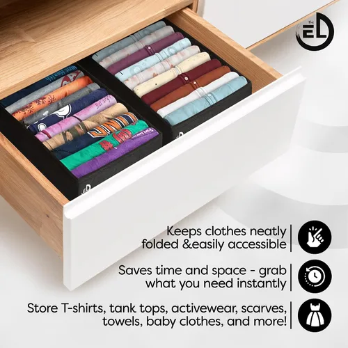 Miniatura 8 de Organizador de cajones de ropa, juego de 3 organizadores multiusos para cajones de aparador para adultos y niños, armario plegable 10 celdas por