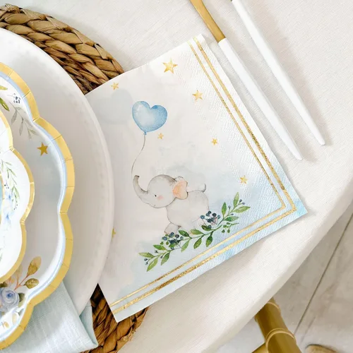 Miniatura 9 de Kate Aspen Elephant Baby Shower - Servilletas de papel de 2 capas, color azul (juego de 30) Little Peanut, servilletas decorativas gruesas