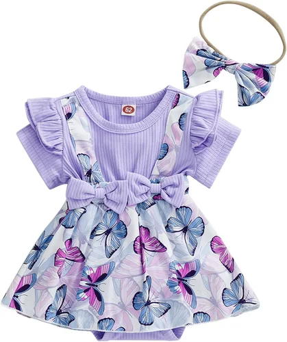 Miniatura 55 de Mubineo Ropa de verano para bebé niña, sin mangas, encaje floral, vestido de mameluco para recién nacido