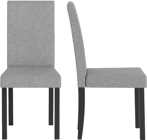 Miniatura 14 de COSTWAY Juego de 2 sillas de comedor sin brazos de tela, sillas laterales tapizadas de cocina con patas de madera de goma, asiento acolchado y Beige