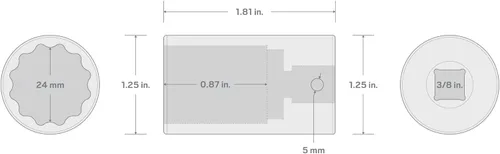 Miniatura 18 de TEKTON Encastre de 3/8 pulgadas x 0.669 in Zócalo de impacto de 12 puntos poco profundo SID12317