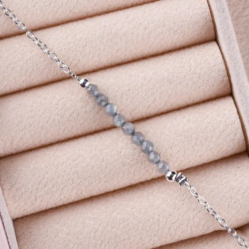 Miniatura 5 de YANARA Pulsera de tobillo para mujer, piedra de nacimiento natural, cuentas de piedras preciosas, tobillera delicada hecha a mano de 9 pulgadas +