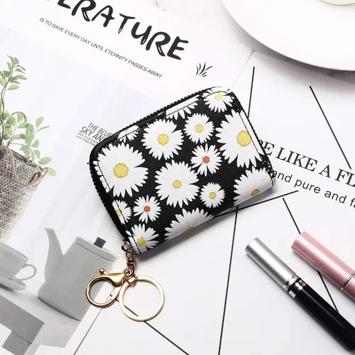Miniatura 6 de OIDERY Tarjetero de tarjeta de crédito RFID, estuche de tarjeta de acordeón con llavero para niña, cartera pequeña para mujeres con cremallera, Card