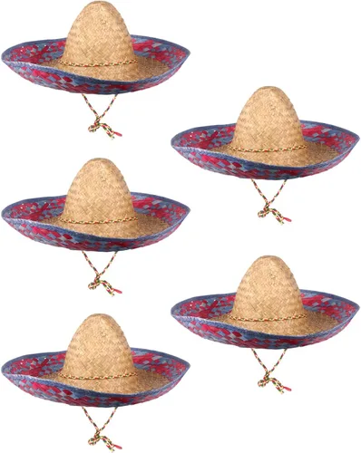 Miniatura 9 de DUNCHATY Sombrero para Fiesta Cinco de Mayo, decoraciones de fiesta temática mexicana - Sombrero de paja para adultos
