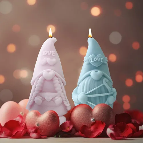 Miniatura 4 de Moldes de vela de silicona de gnomos de San Valentín para hacer velas, molde de fundición de silicona 3D para enanos, moldes de resina epoxi de yeso