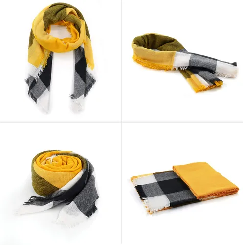 Miniatura 2 de Zando Manta a cuadros gruesa para invierno, bufanda gruesa de tartán, chal de gran tamaño, bufandas