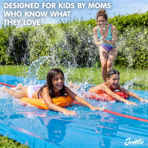 Miniatura 4 de JAMBO Mega Slip Splash y Slide de 40 pies con 2 bodyboards Tobogán acuático para patio trasero Juguetes de agua al aire libre para niños