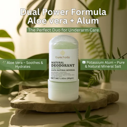 Miniatura 3 de Aloe Vera Alum - Desodorante enrollable para axilas, natural, calmante e hidratante, sin alcohol, sin aluminio, sin fragancia, suave para pieles