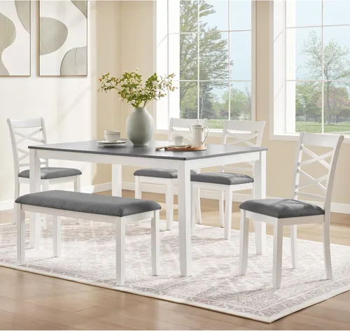 Miniatura 24 de LUMISOL Juego de mesa de comedor de 5 piezas con 4 sillas, juego de mesa de cocina de granja para lugares pequeños, cocina, comedor, negro y roble