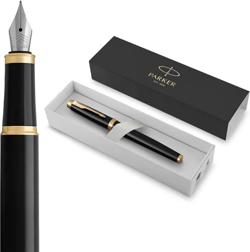 Miniatura 10 de Bolígrafo PARKER IM de bola, punta fina, color negro mate con borde negro, repuesto de tinta negra, caja de regalo – Ideal para escritura fluida