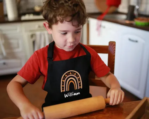 Miniatura 8 de Delantal con nombre personalizado para niños con sombrero de chef, delantal impermeable para cocinar, hornear, arte, pintura, regalo de cumpleaños