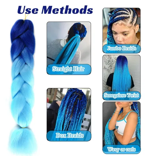 Miniatura 2 de Extensiones de cabello sintético para trenzar ombré, extensiones de cabello sintético jumbo para trenzas, de alta temperatura